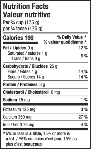 Yoso Almon Cashew Yogurt Vanilla Nutritional Facts