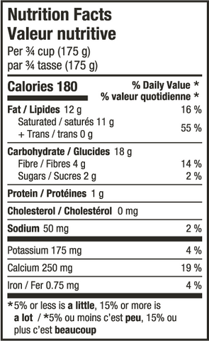 Yoso Coconut Yogurt Plain Nutritional Facts