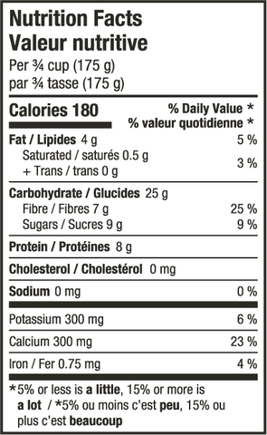 Soy Vanilla Nutritional Facts