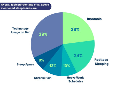 Different kind of Sleeping issues represented in pie chart view