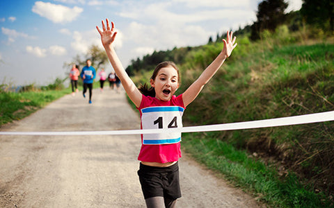 Girl winning a race