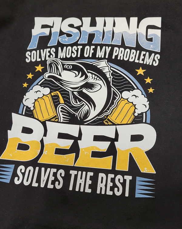 dtf bilde med print - fishing solves most of my problems
