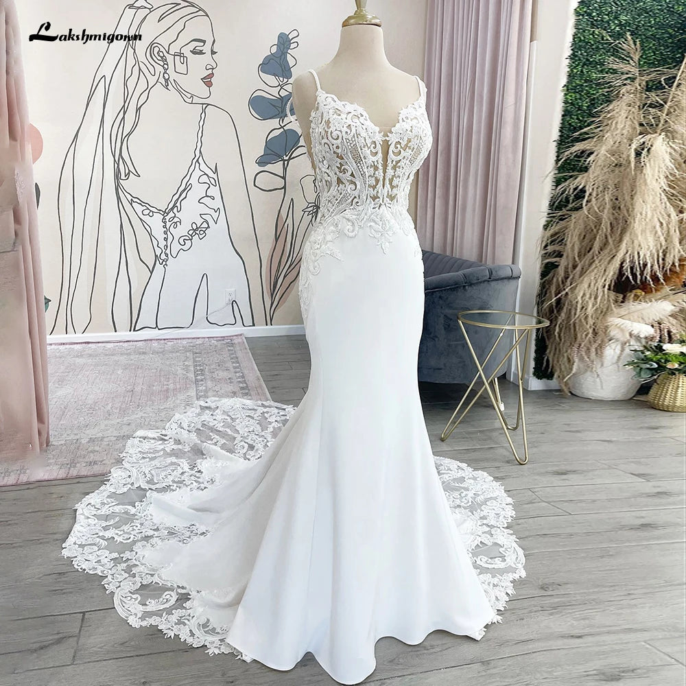 Runhufu Mariage Sweetheart Mermaid Wedding Dress Lace Bohemian Wedding Dress Court Train Simple Bridal Gowns Elegant Beach Dresses