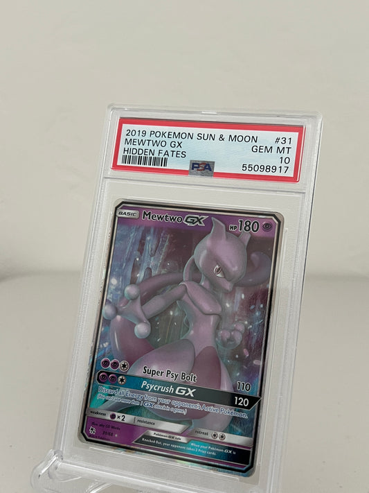 PSA 9 Pokemon Mewtwo GX #31 Sun & Moon Hidden Fates