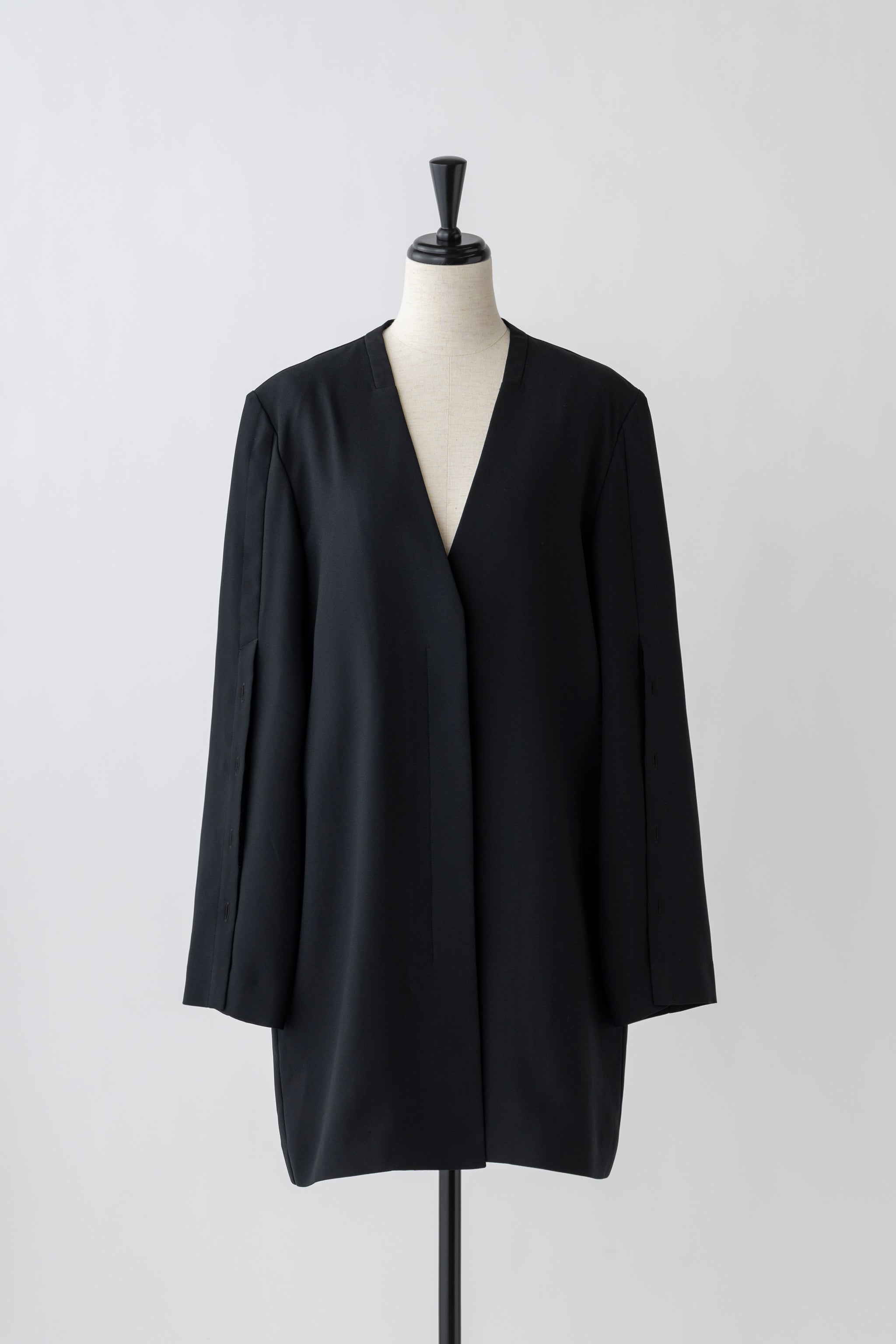 Slit Sleeves V-neck Jacket-BLACK