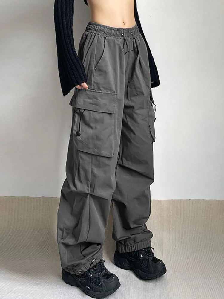 HOUZHOU Harajuku Oversized Cargo Parachute Pants