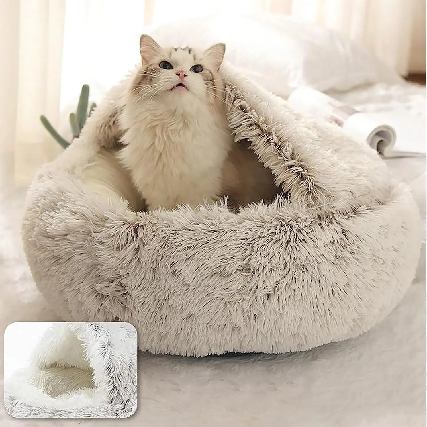 Soft Plush Round Cat/Small Dogs Bed