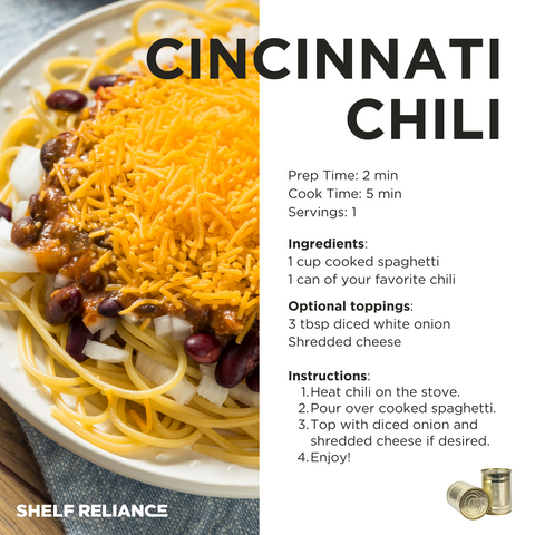 Cincinnati Chili recipe from food storage
