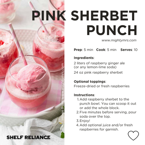 Shelf Reliance Valentine and Galentine day menu with pantry staples.