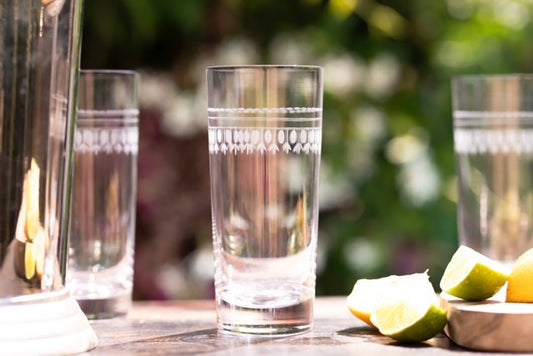 Crystal Cocktail Glasses with Spears Design, Set of Four