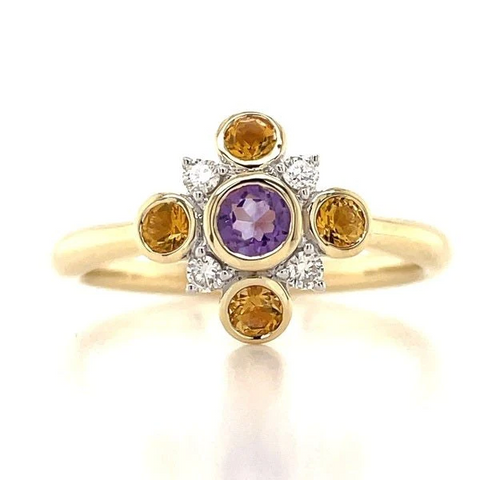 Citrine and Amethyst ring