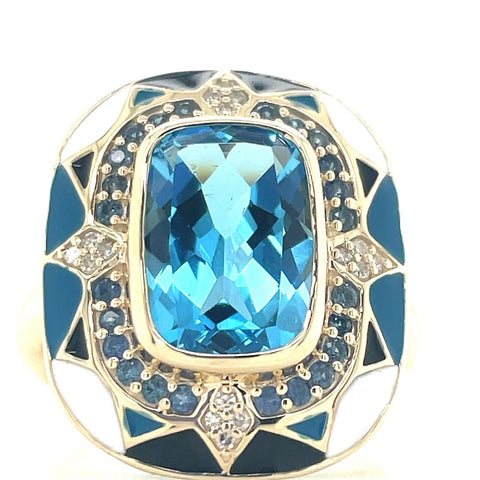 topaz and enamel and gold ring