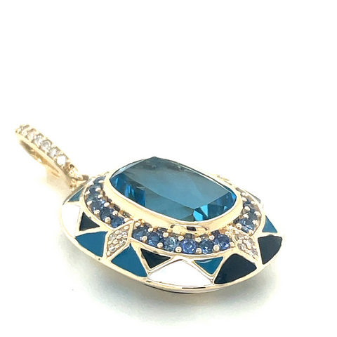 topaz and gold and enamel pendant - John Franich