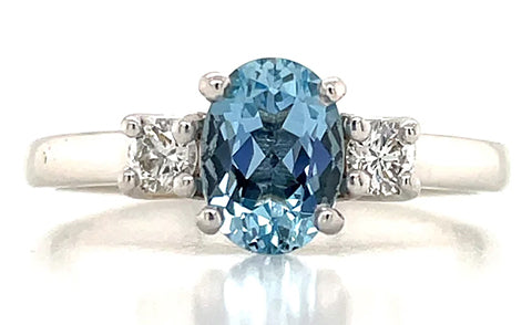 'MAIA' 9K WHITE GOLD AQUAMARINE & DIAMONDS RING