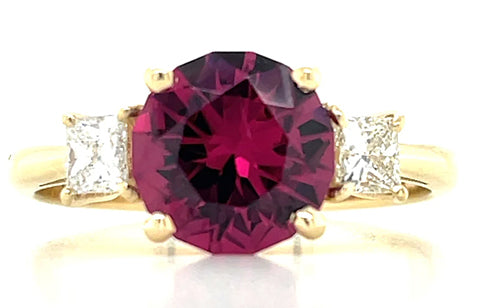 UMBALITE GARNET & PRINCESS DIAMONDS RING