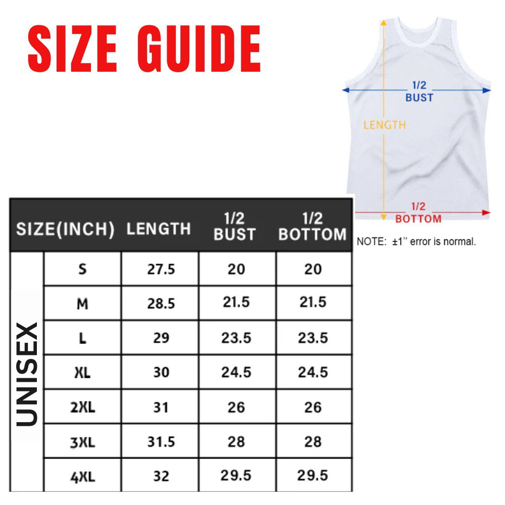 Basketball Jersey Size Chart