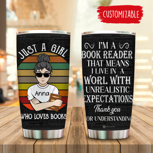 Comic Girl Just A Girl Who Loves Books - Personalized Tumbler - Book