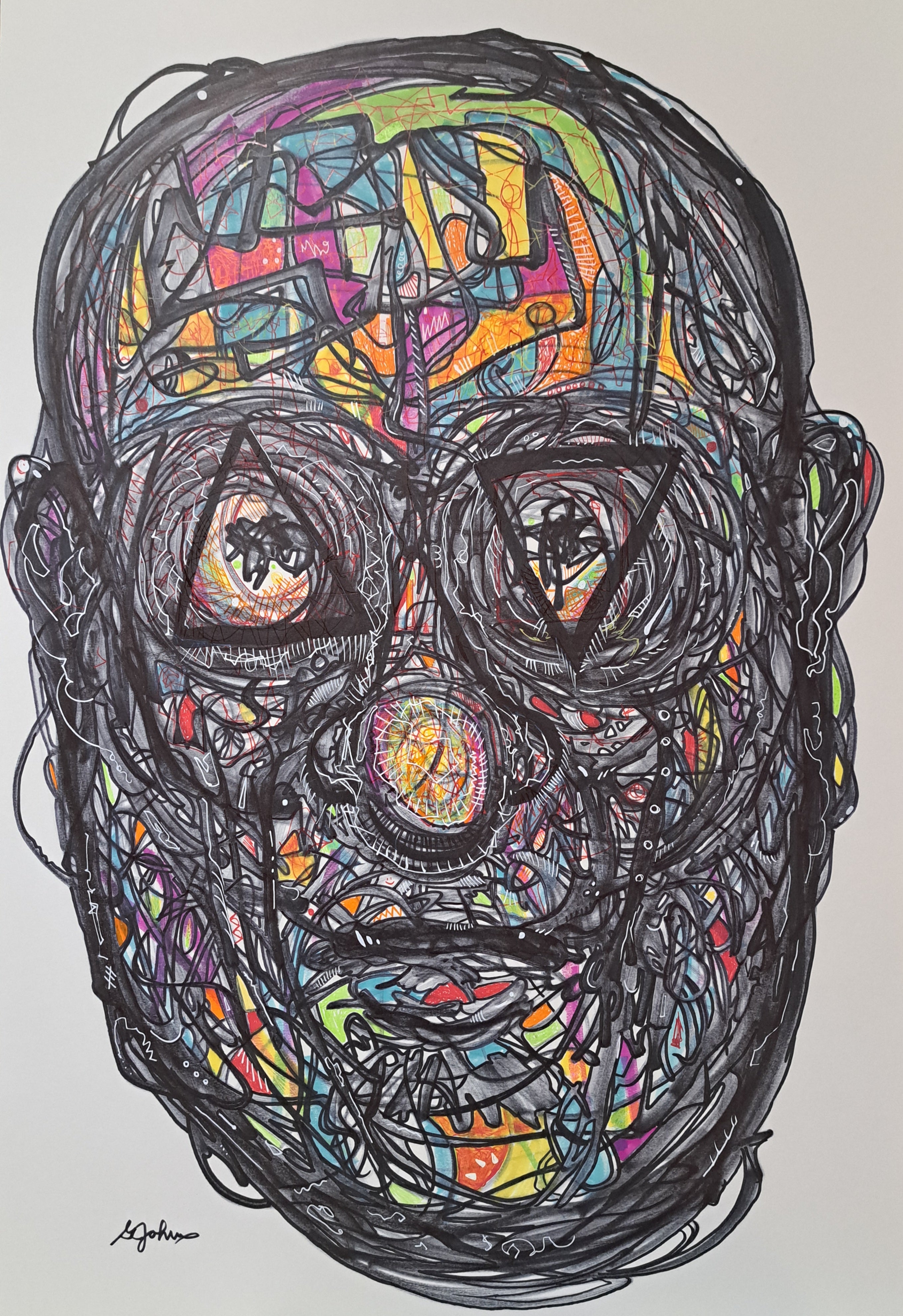 "Cognitive Dissonance" 30x20 Marker and Ink on IB $600