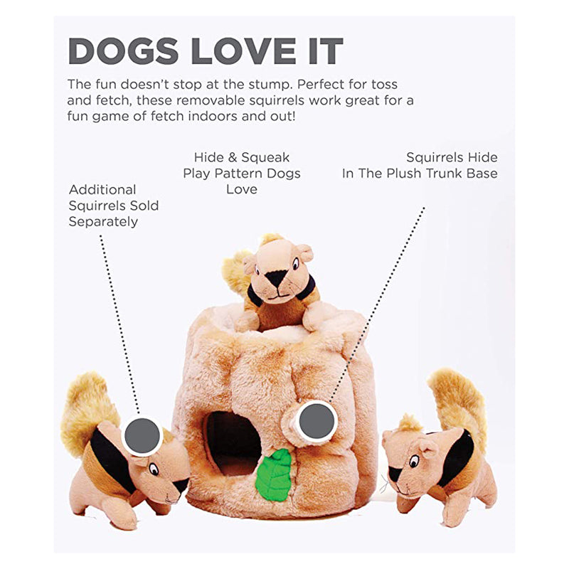 plush puppies hide a squirrel