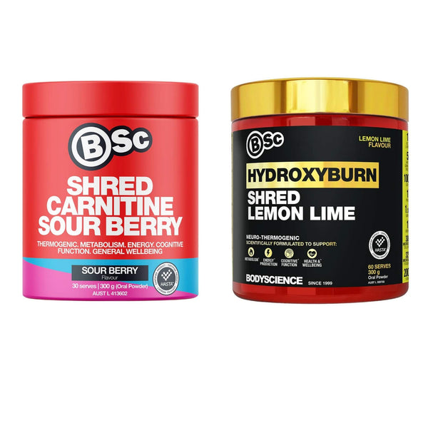 shred carnitine sour berry and hydroxyburn shred lemon lime comparison