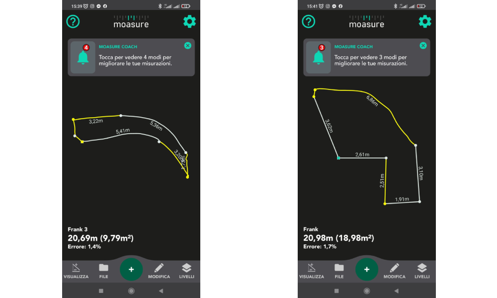 Moasure app measurements