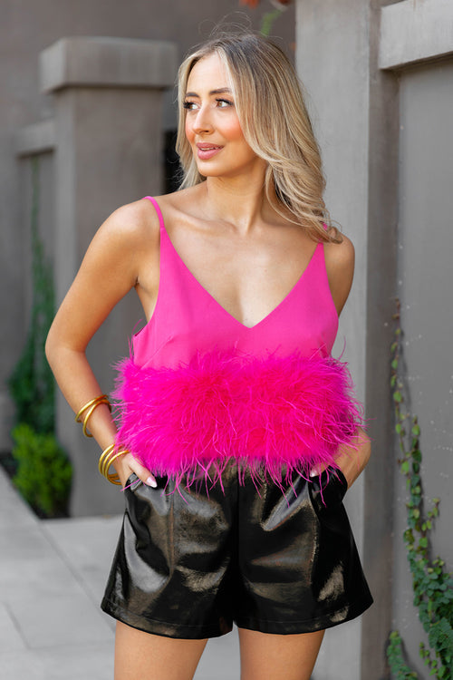 BuddyLove Fancy Strapless Feather Crop Top - Baby Pink - S / Pink / Solids