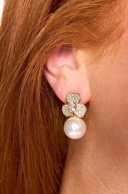 CHANEL PEARL FLOWER EARRINGS