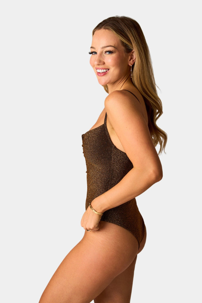 Select Sustainable Wearable Women's Apparel,Women, T-Shirts & Tops, Tank Tops - Clothing Shop OnlineTilly Deep V One-Piece Swimsuit - Copper