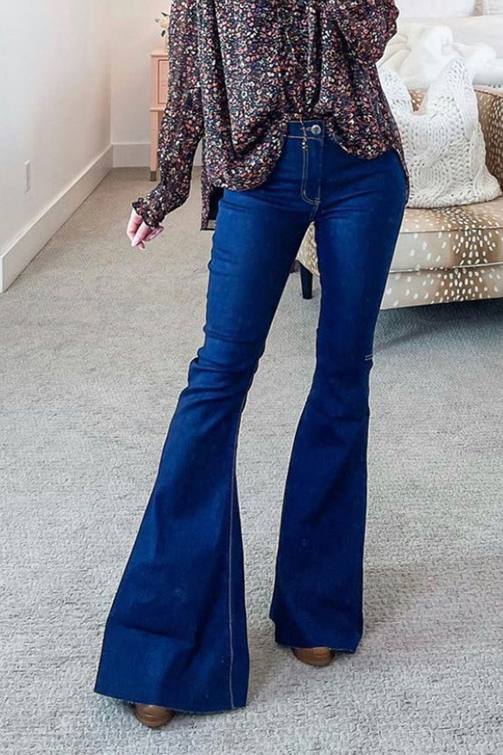 Cutout high-rise wide-leg jeans in blue - Maison Margiela