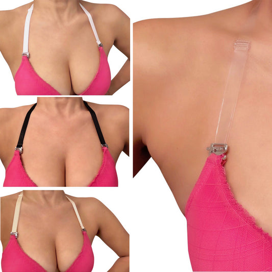 STRAP N' GUARD (No Sew No Slip) Clear Bra Straps, Adjustable, Strong  Support (8mm) by Pin Straps at  Women's Clothing store