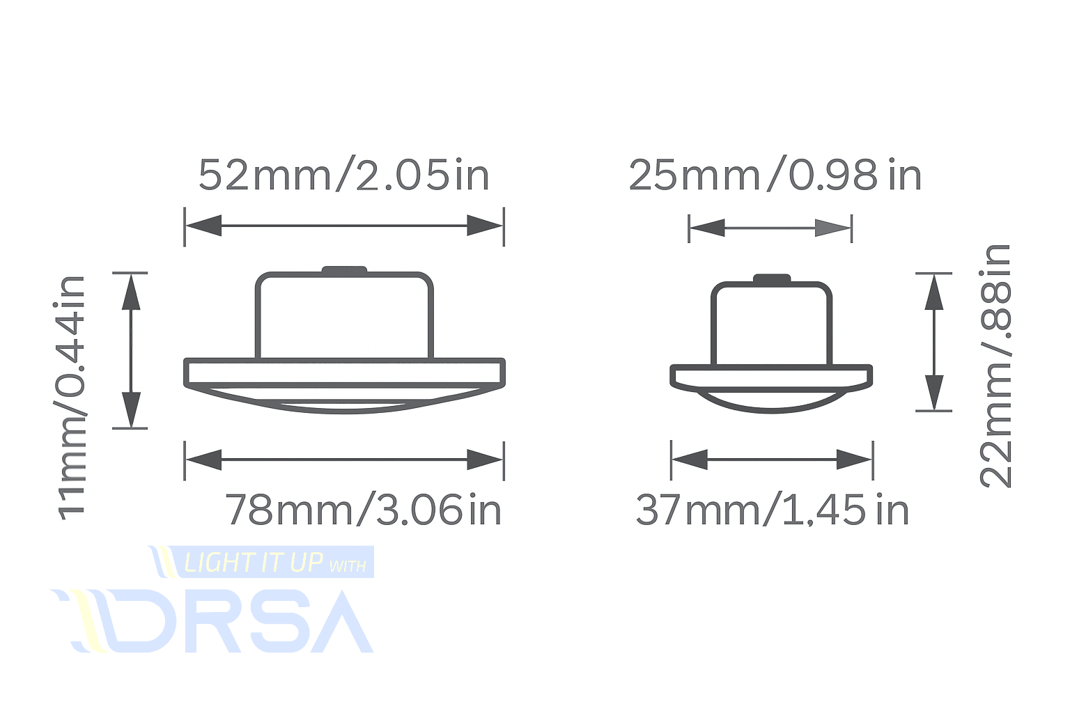 Imtra courtesy step light with IP65 rating diagram