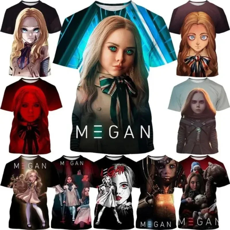 Horror Film M3GAN 3D Printing T-shirt Hip-hop Thriller Unisex  Cosplay Men's Clothing Quality Haikyuu T-shirt for Men Tops Tee