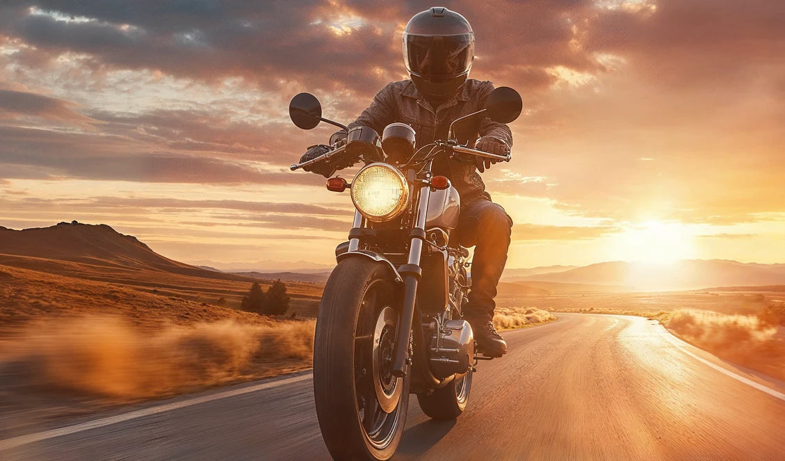person riding motorcycle on road