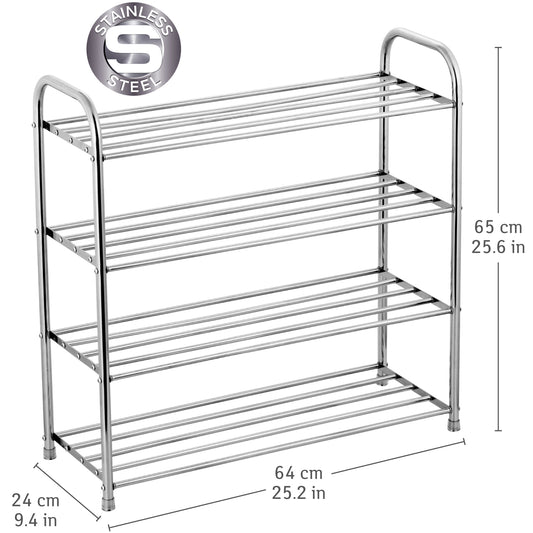 Tatkraft Maestro Heavy Duty 3 Tier Shoe Rack, Expandable Entryway Shoe  Organizer, Easy to Assemble, Chrome Plated Steel