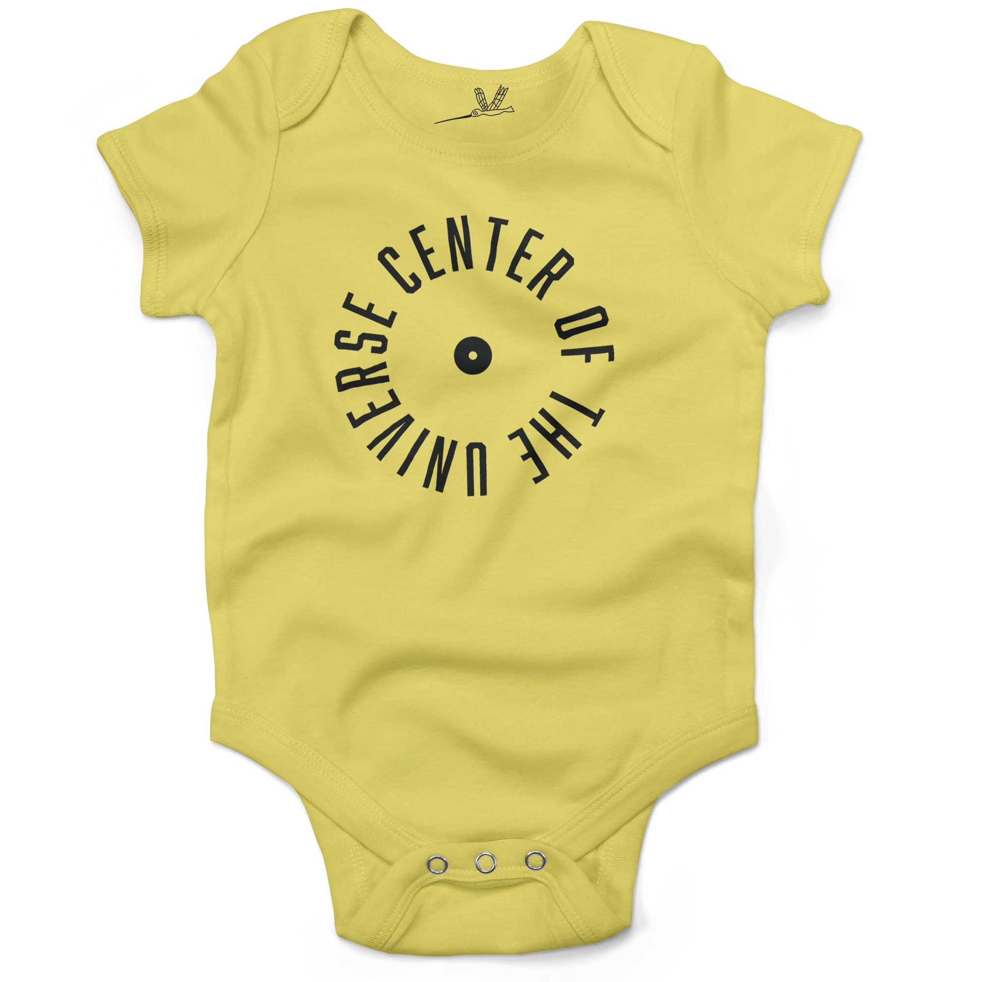 Center Of The Universe Baby One Piece or Raglan Tee-Yellow-3-6 months