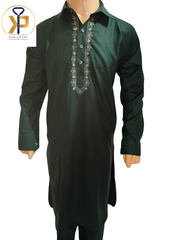 dark green pathani kurta pyjama for men