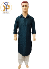 teal pathani kurta pyjama for men