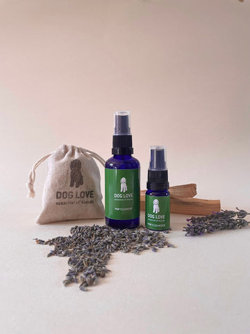 Dog Love Oils Paw cleanser contains natural aloe vera that gently cleans and hydrates your dog's paws
