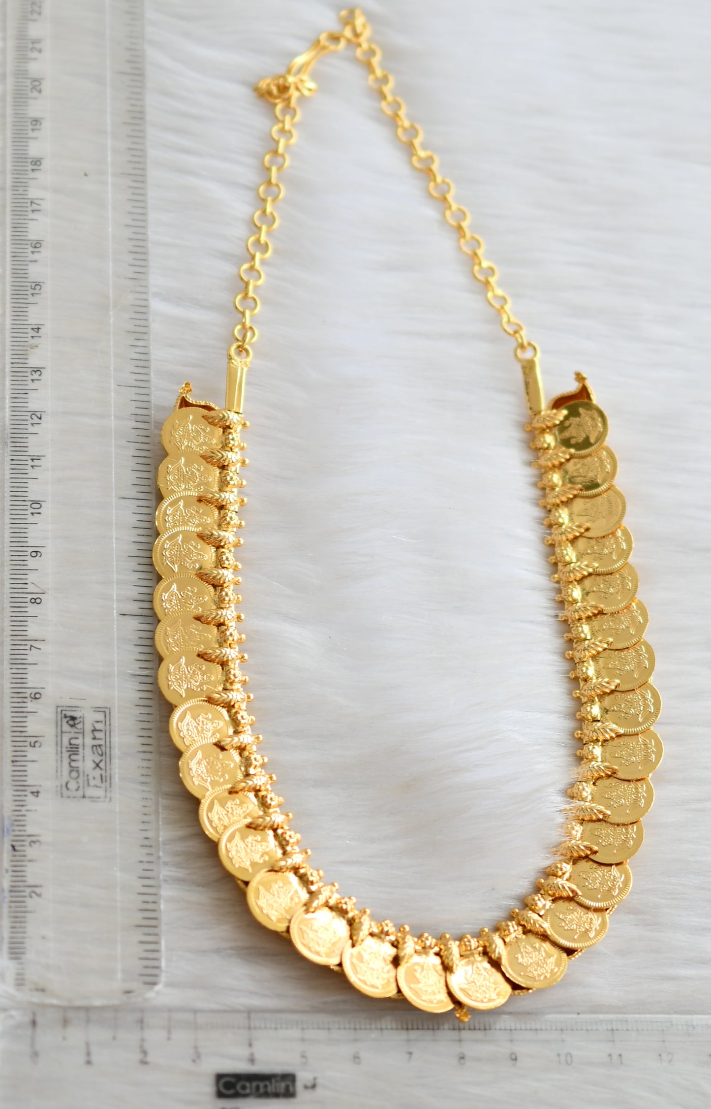 Gold tone 2 in 1 mango Lakshmi coin necklace dj-42432