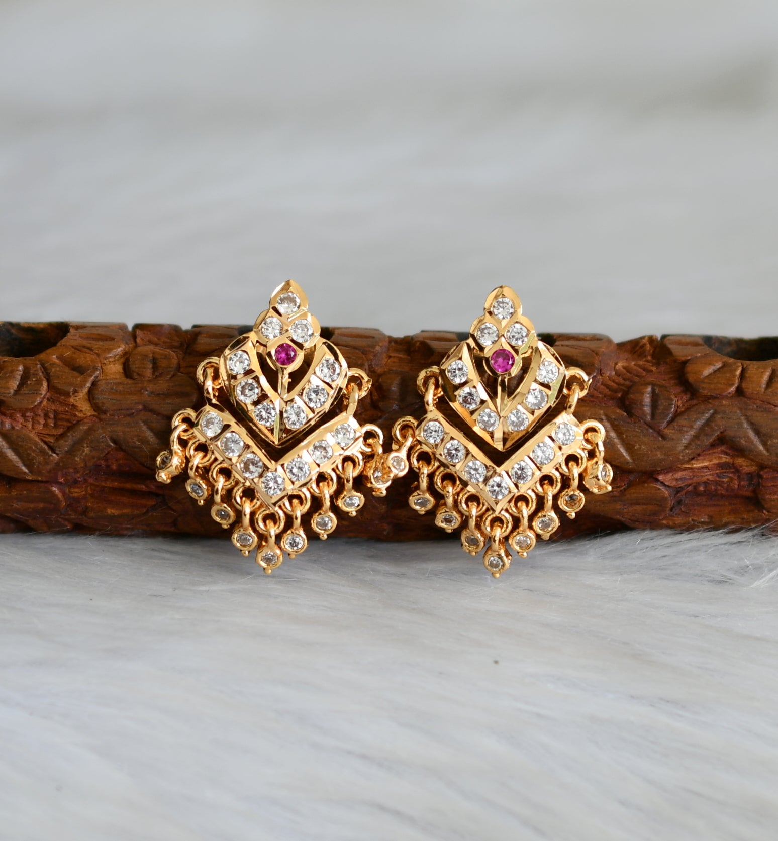 Gorgeous Chandbali Long Jhumka Earrings | South Indian Style CZ stone –  Indian Designs