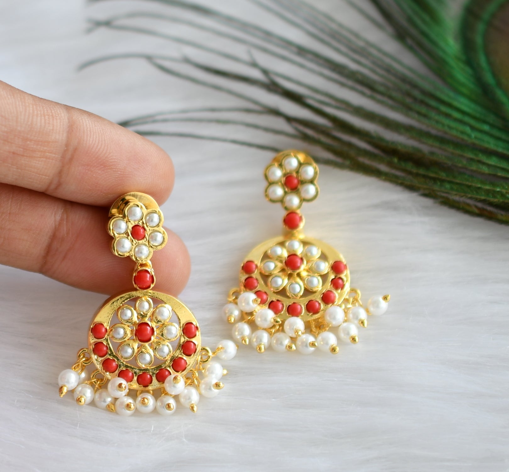 Nakshatra Fashion Jewellery One Gram Gold Ethnic Brass Stylish South Indian  Ruby and Pearl Studded Jhumka Earrings For Women and Girls Latest   Amazonin Fashion