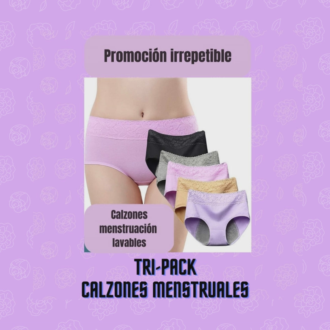 ✓Calzones menstruales (TRI-PACK) de algodón para mujer, ropa interior –  TUTIENDAFAMILIARCHILE