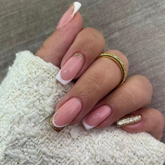 Summer Nails 2023 | Silver Pink Glitter Graduation Nails Inspo Oval Round  Tips Shorties Nails Luxury Handmade Press On Nails 24 pieces