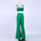 Summer Linen Outfits | Green Aesthetic Summer Crop Top Cotton Linen Pants Outfit 2 Piece Set
