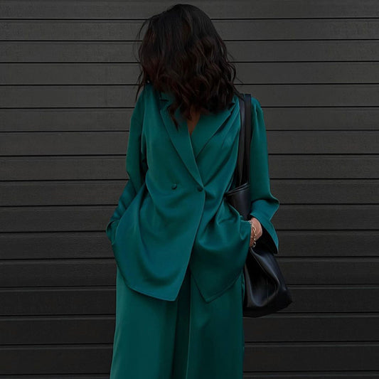 Outfit Ideas  Jade Green Aesthetic Blazer Wide Leg Pants Outfit 3-pie –  3rdpartypeople