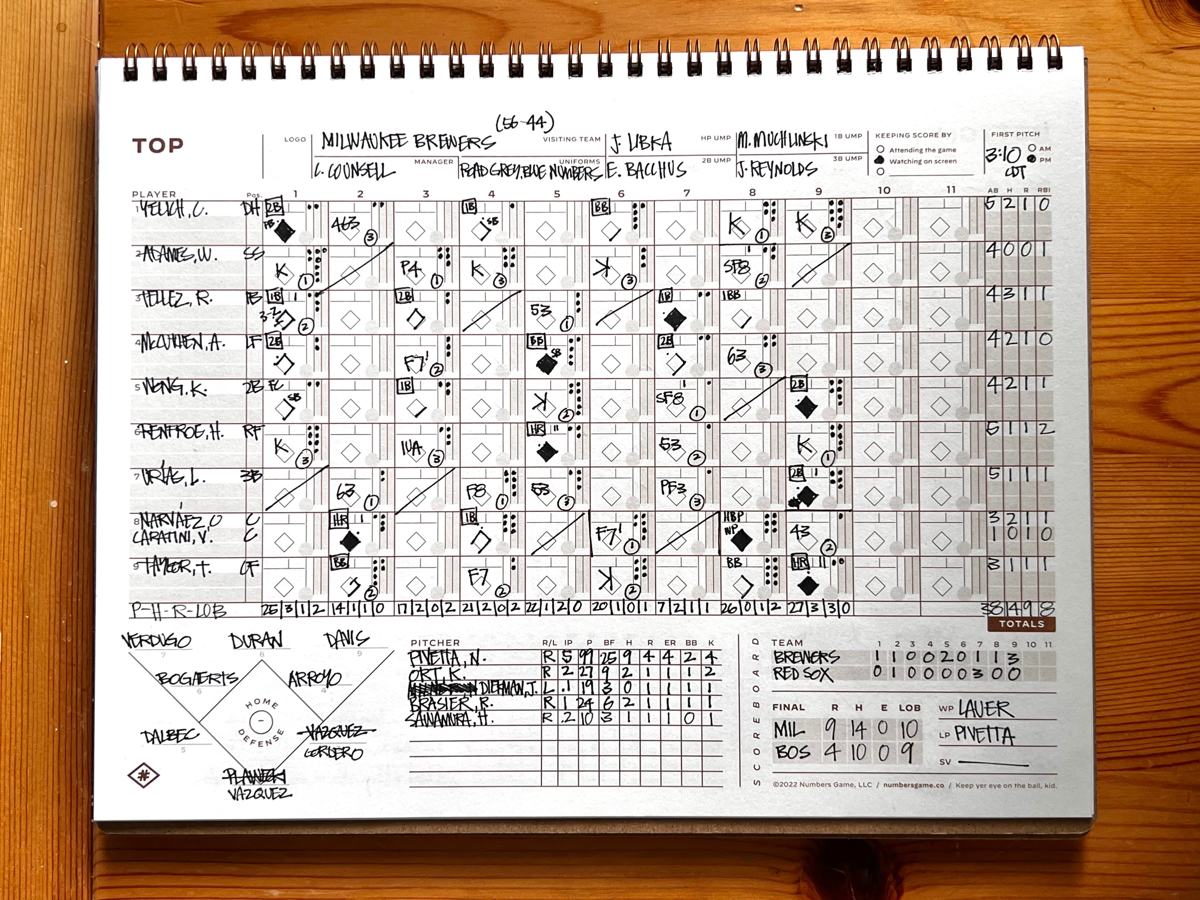 22 Scorebook First Edition Numbers Game