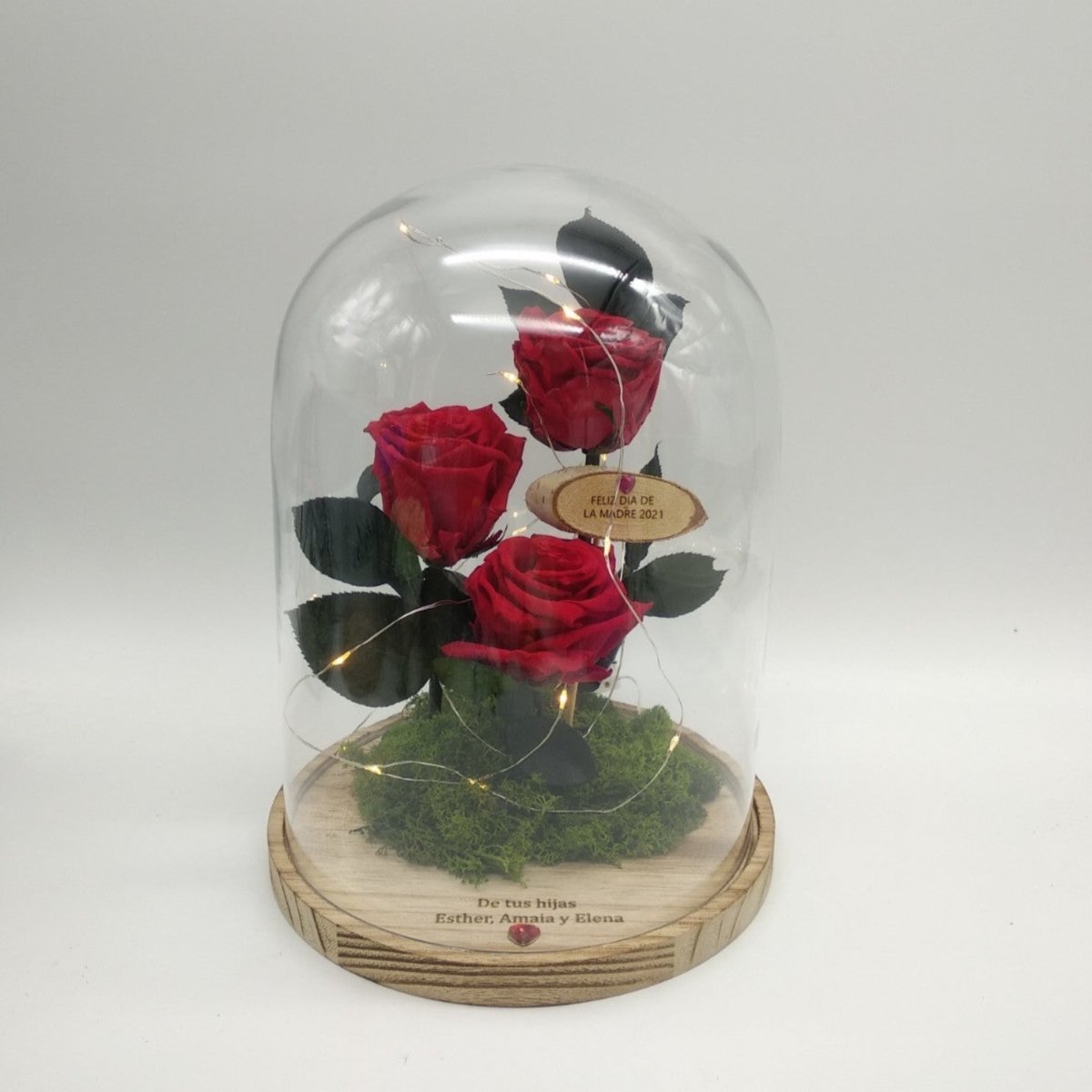 Cúpula grande 3 rosas eternas preservadas – Floreate