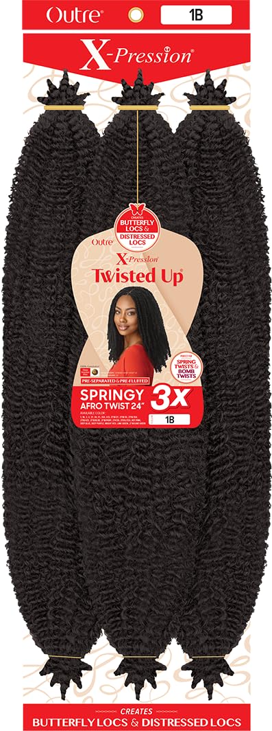 Outre Crochet Braids Twisted Up 3X Springy Afro Twist 24" (1-pack, 1B)