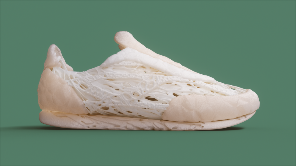  Conceptual render of shoe grown from mycelium.