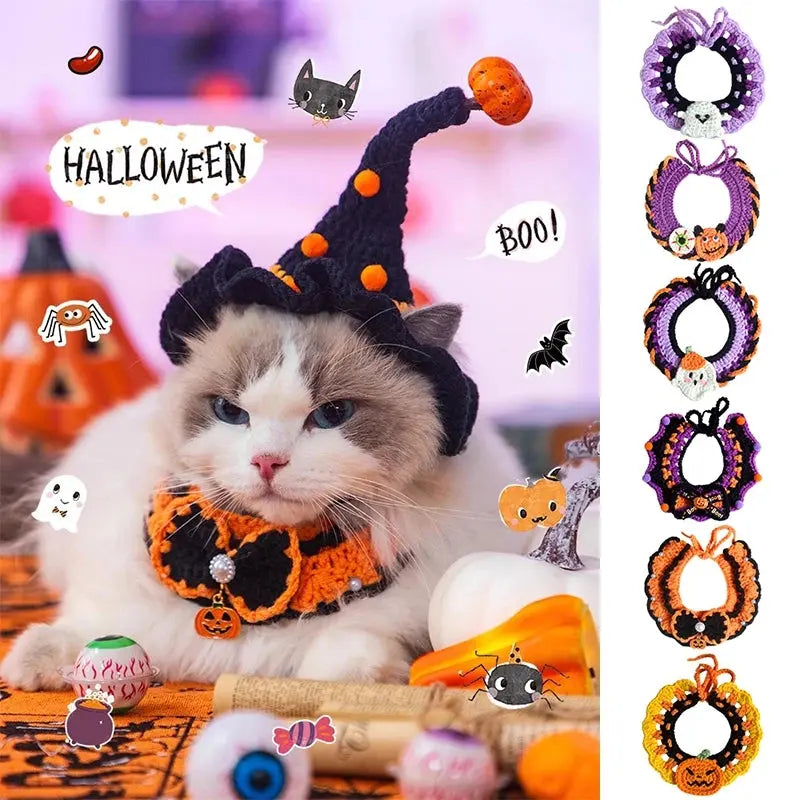 Halloween Cat Costume Collar Dog Clothing Pet Scarf Collar Cat Halloween Party Costume Cute Cat Scarf Halloween Decoration Dropshipman